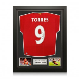 Fernando Torres Signed Liverpool 2019-20 Football Shirt. Standard Frame
