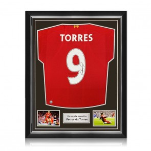 Fernando Torres Signed Liverpool 2019-20 Football Shirt. Superior Frame