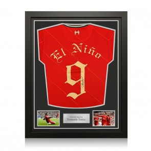Fernando Torres Signed Liverpool 2021-22 Football Shirt: El Nino. Standard Frame