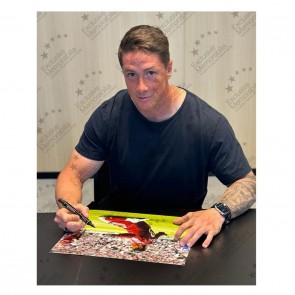 Fernando Torres Signed Liverpool Football Photo: Anfield Debut. Framed