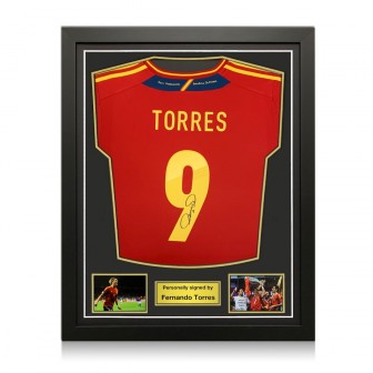 Fernando Torres Signed Spain 2011-12 Football Shirt. Standard Frame