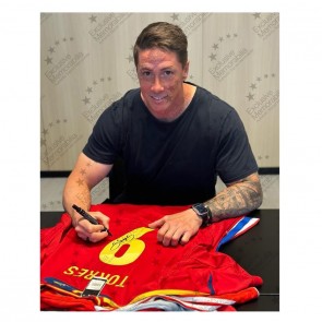 Fernando Torres Signed Spain 2011-12 Football Shirt. Standard Frame