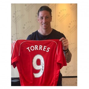 Fernando Torres Signed Liverpool 2006-08 Football Shirt. Deluxe Frame