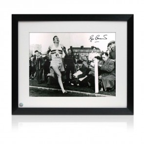 Framed Roger Bannister Signed Photograph: First Under 4 Minute Mile 