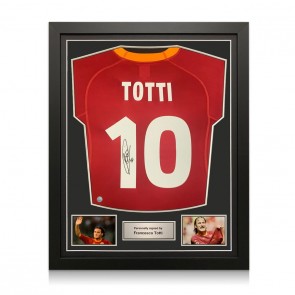 Francesco Totti Signed AS Roma 2000-01 Scudetto Football Shirt. Standard Frame