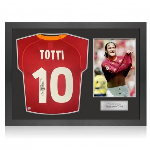 Francesco Totti Signed AS Roma 2000-01 Scudetto Football Shirt. Icon Frame