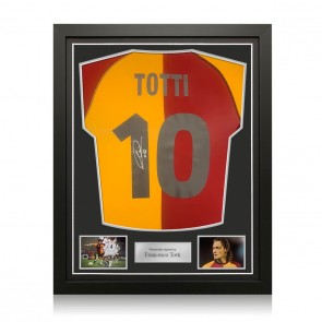 Francesco Totti Signed AS Roma 2001-02 Football Shirt. Standard Frame