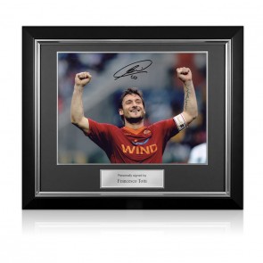 Francesco Totti Signed AS Roma Football Photo: The Roman Emperor. Deluxe Frame