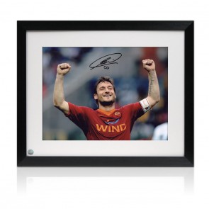 Francesco Totti Signed AS Roma Football Photo: The Roman Emperor. Framed