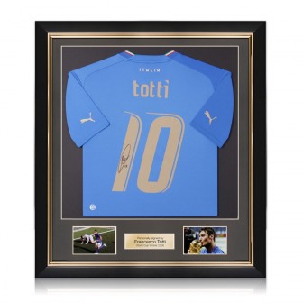 Francesco Totti Signed Italy 2022-23 Football Shirt. Deluxe Frame