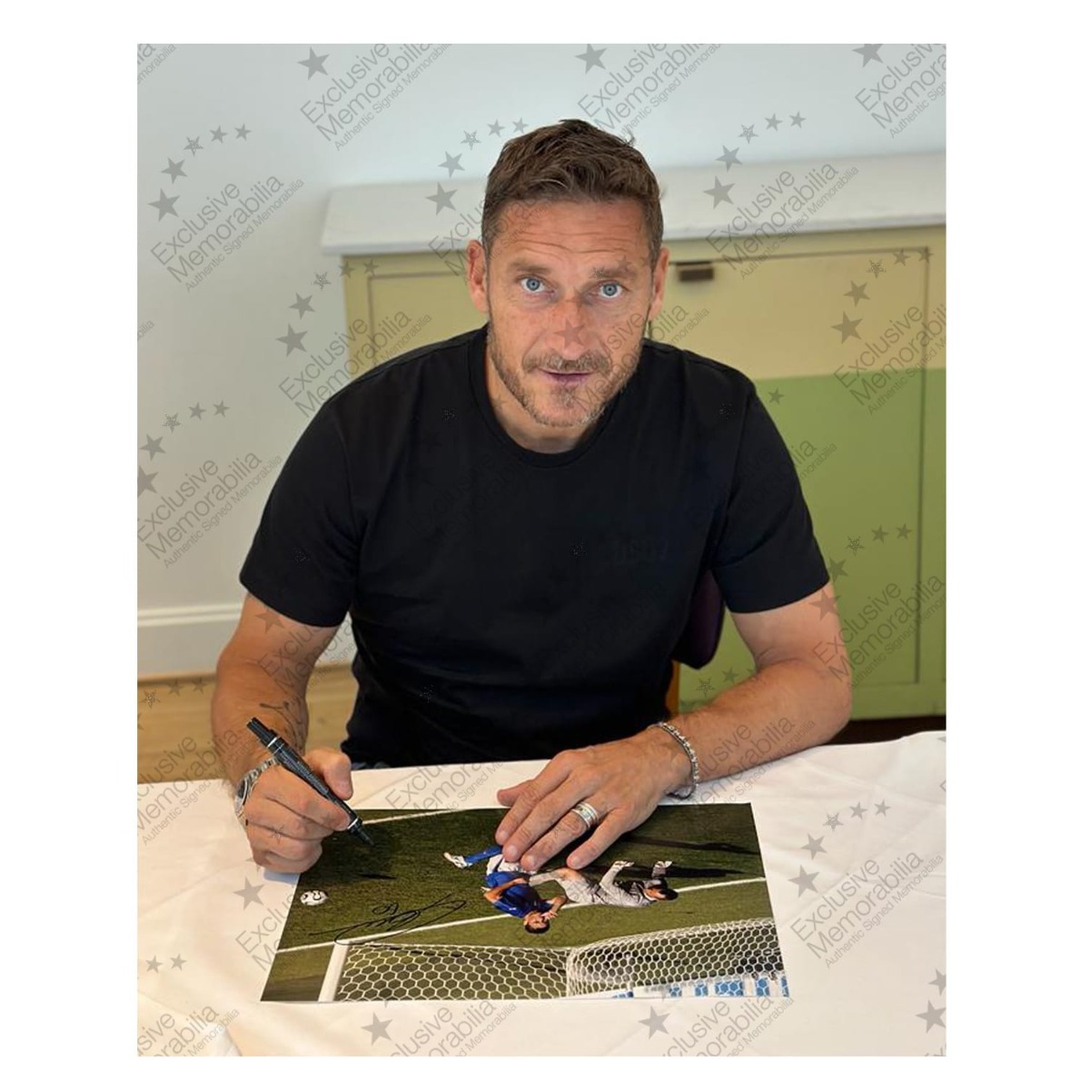 Francesco Totti Signed Italy Football Photo: World Cup Goal. Framed