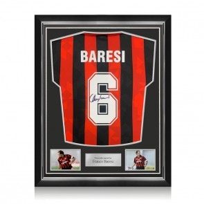 Franco Baresi Signed AC Milan 1994 Football Shirt. Superior Frame