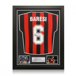 Franco Baresi Signed AC Milan 1988 Football Shirt. Standard Frame
