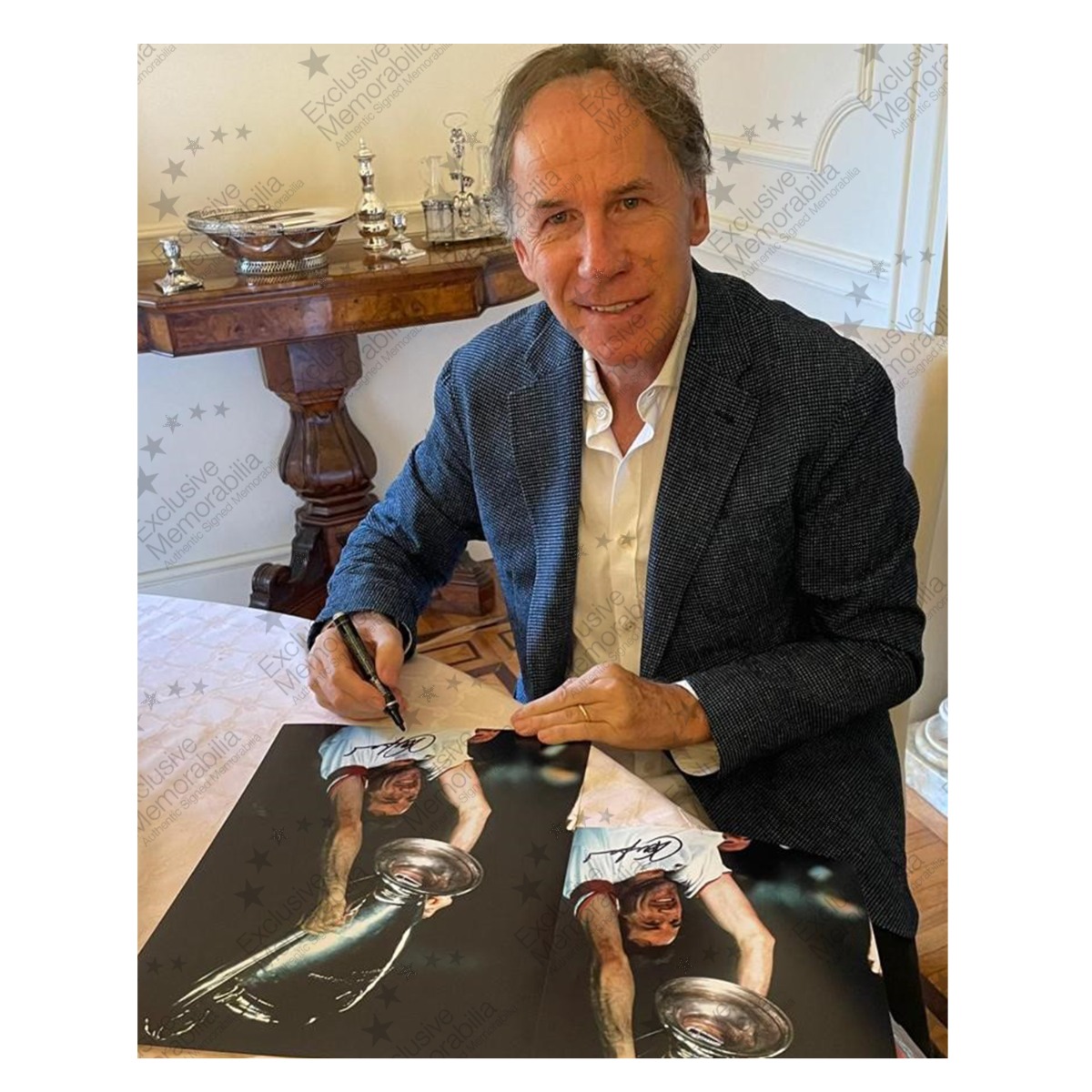 Franco Baresi Signed AC Milan Football Photo. Framed