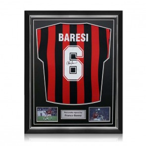 Franco Baresi Signed AC Milan 1988 Football Shirt. Superior Frame