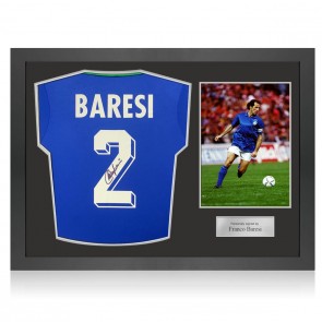 Franco Baresi Signed Italy 1990 Football Shirt. Icon Frame