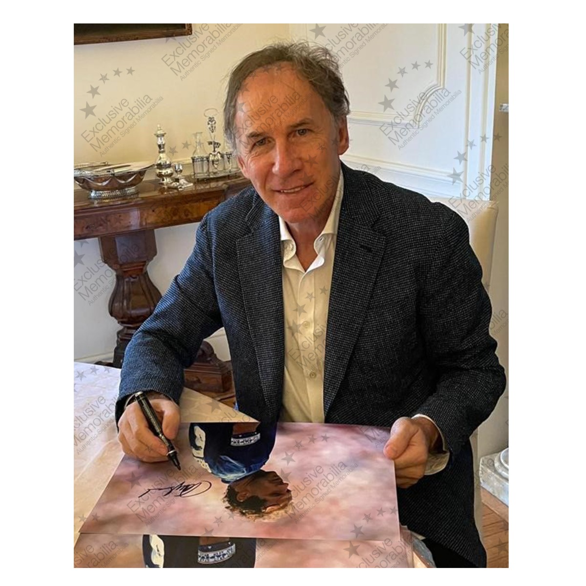 Franco Baresi Signed Italy Football Photo. Deluxe Frame