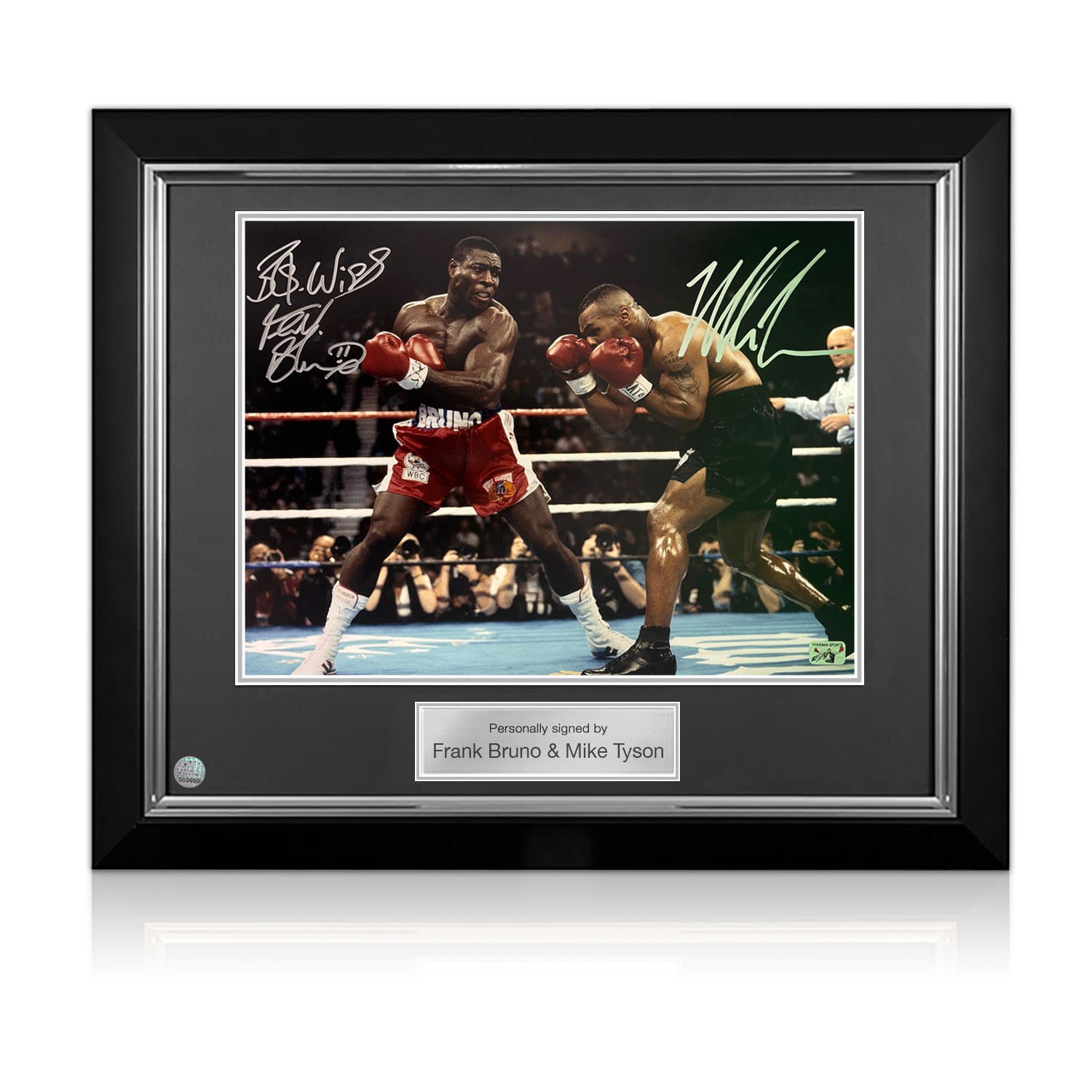 Mike Tyson & Frank Bruno Signed Boxing Photo. Deluxe Frame