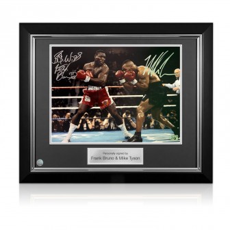 Mike Tyson & Frank Bruno Signed Boxing Photo. Deluxe Frame