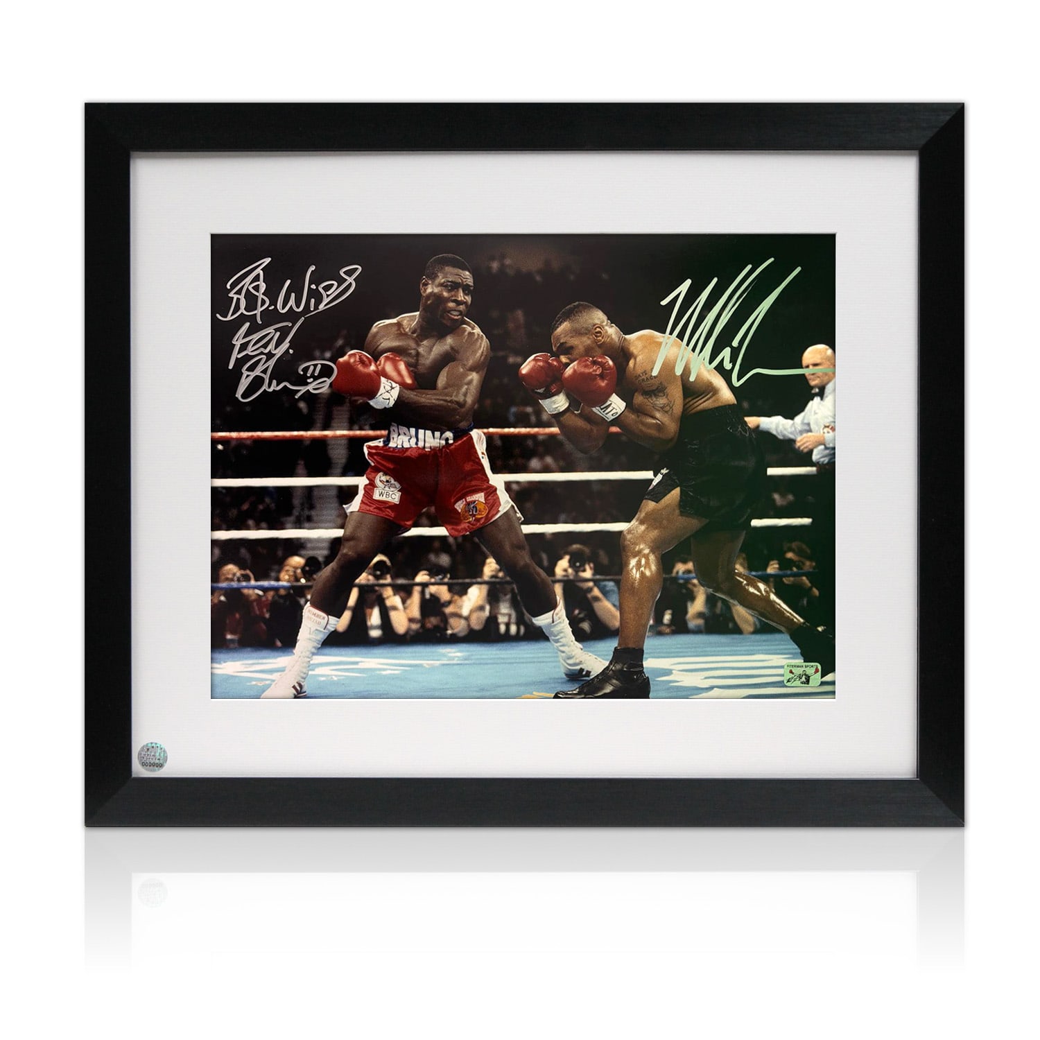 Mike Tyson & Frank Bruno Signed Boxing Photo. Framed
