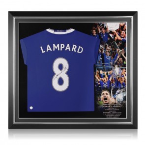 Frank Lampard Signed Chelsea 2016-17 Football Shirt. Premium Frame
