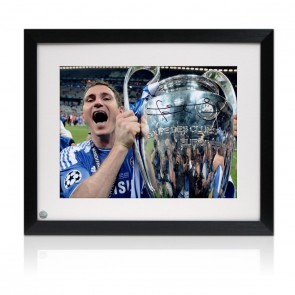 Frank Lampard Signed Chelsea Football Photo: 2012 Champions. Framed