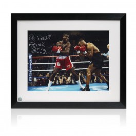 Frank Bruno Signed Boxing Photo: Fighting Iron Mike Tyson. Framed