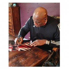  Frank Bruno Signed Boxing Photo: The WBC World Heavyweight Champion. Deluxe Frame
