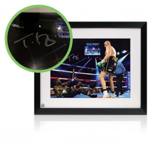 Tyson Fury Signed Boxing Photo: Fury vs Wilder 2. Framed. Damaged B