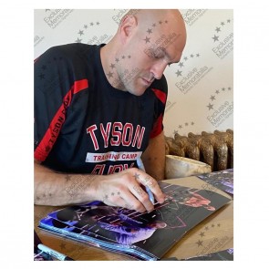 Tyson Fury Signed Boxing Photo: Fury vs Wilder 3. Deluxe Frame