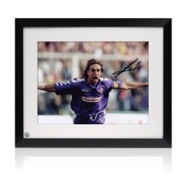 Gabriel Batistuta Signed Fiorentina Football Photo. Framed