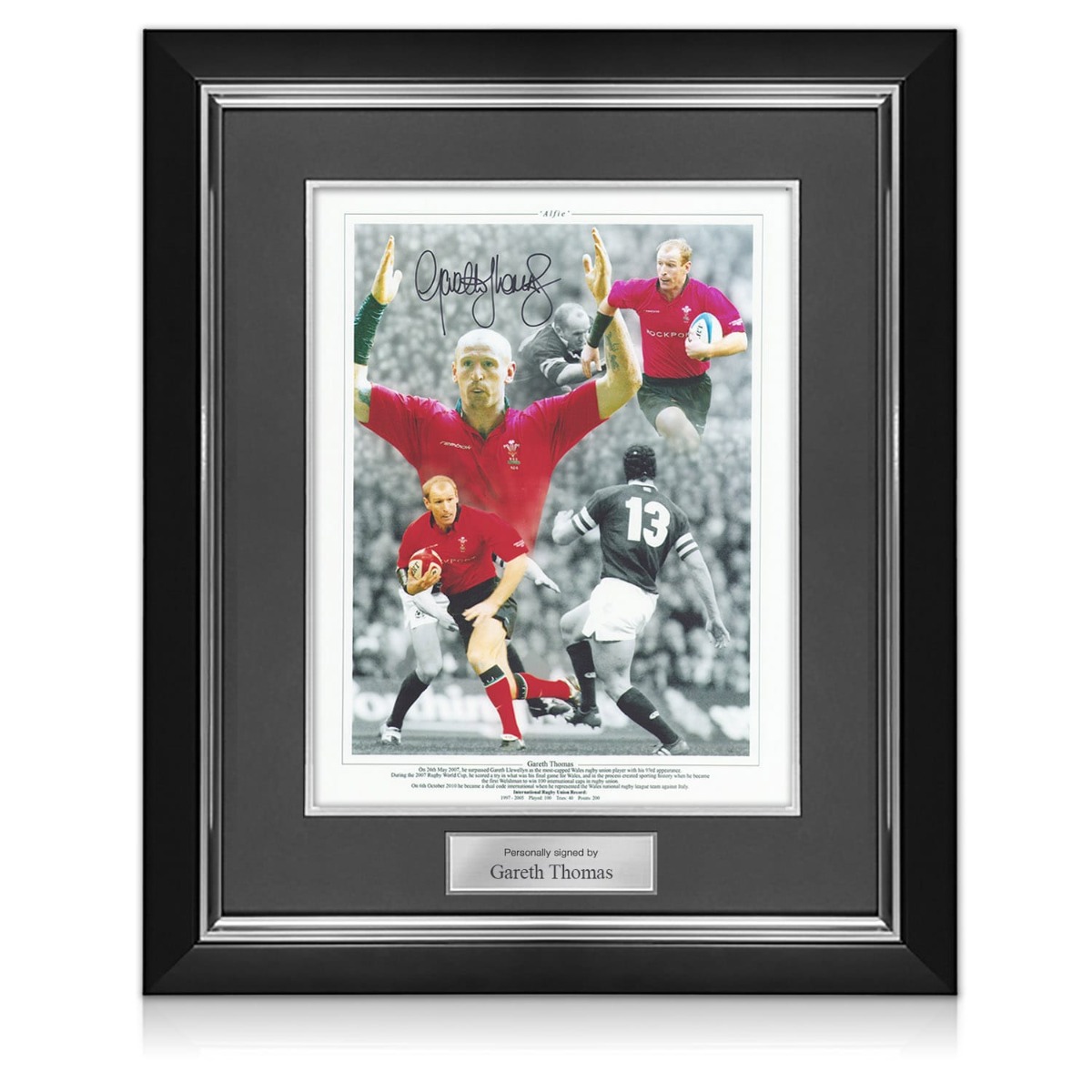 Gareth Thomas Hand Signed  12x16 Wales Rugby Photograph B 