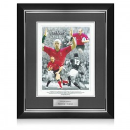 Gareth Thomas Signed Wales Rugby Photo. Deluxe Frame 