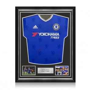 Gary Cahill Front Signed Chelsea Football Shirt 2016-17. Superior Frame