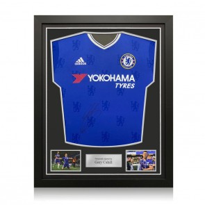Gary Cahill Front Signed Chelsea Football Shirt 2016-17. Standard Frame