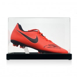 Gary Cahill Signed Football Boot: Red. Display Case
