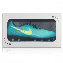 Gary Cahill Signed Football Boot: Turquoise. Gift Box