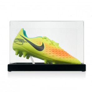 Gary Cahill Signed Football Boot: Yellow. Display Case