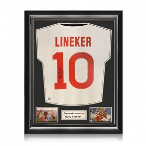 Gary Lineker Signed England 1986 Football Shirt. Superior Frame