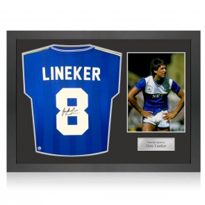 Gary Lineker Signed Everton 1985-86 Football Shirt. Icon Frame