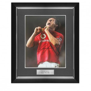 Gary Neville Signed Manchester United Football Photo: United Legend. Deluxe Frame