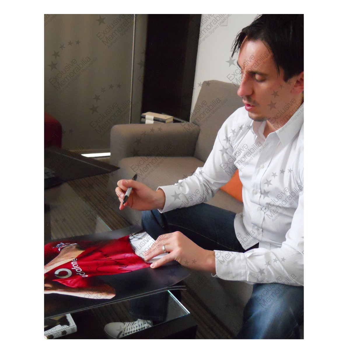 Gary Neville Signed Manchester United Football Photo: United Legend