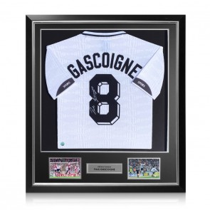  Paul Gascoigne Signed Spurs 1991 FA Cup Final Football Shirt. Deluxe Frame