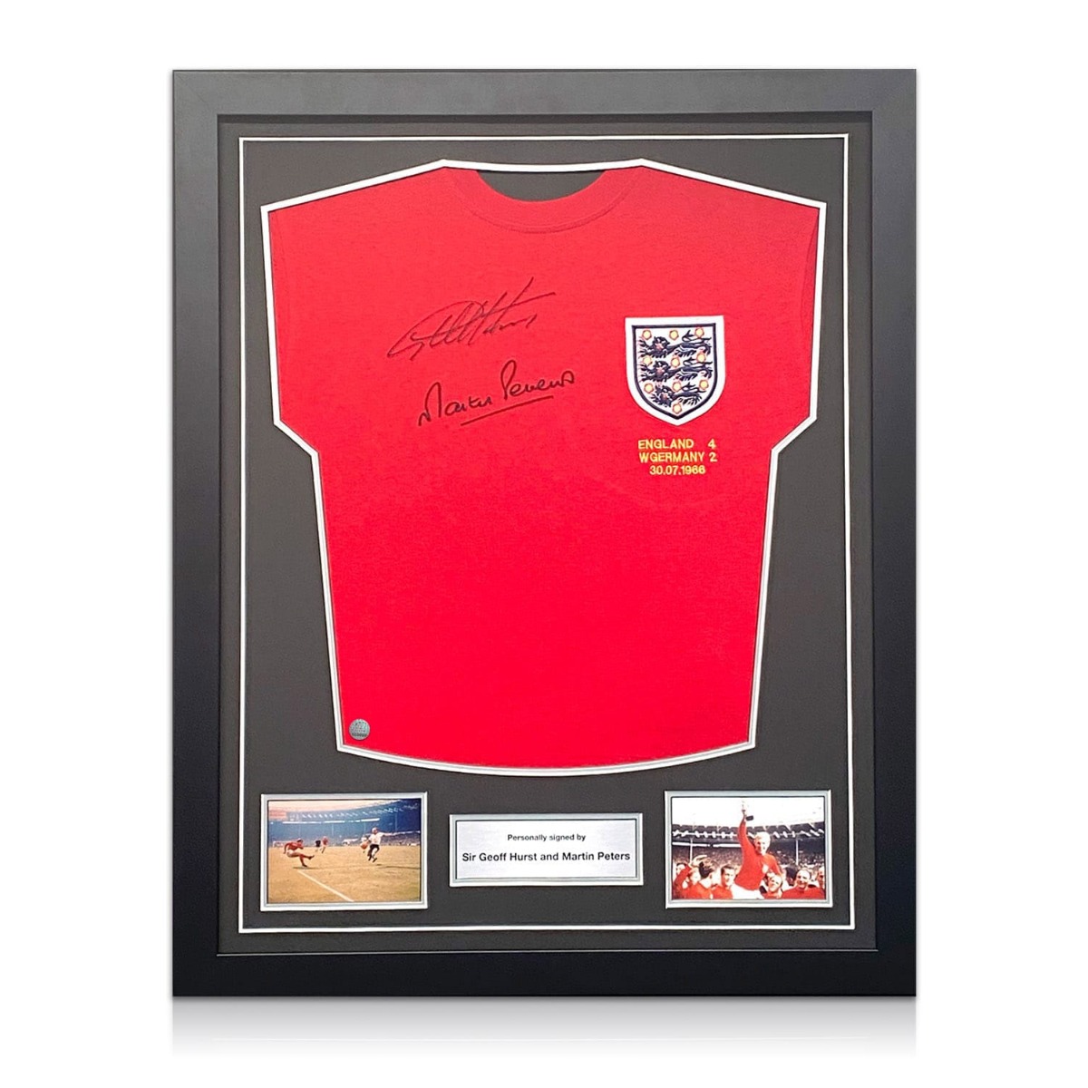 Authentic Autographs Great Gift Panoramic Genuine Hand Signed With Certificate A1SportingMemorabilia.co.uk Framed Sir Geoff Hurst Signed England 1966 Shirt Special Edition