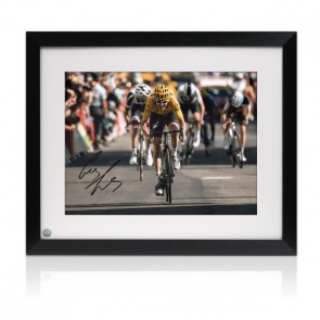 Geraint Thomas Signed Tour De France Photo: Alpe D'Huez Sprint Framed