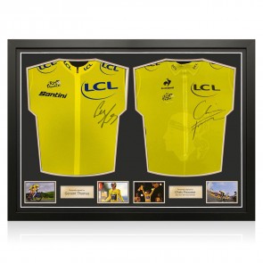 Geraint Thomas And Chris Froome Signed Tour De France Jerseys. Dual Frame Gold