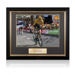 Geraint Thomas Signed Tour De France Photo: Winning On Alpe D'Huez. Deluxe Frame