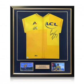Geraint Thomas Signed Tour De France 2018 Yellow Jersey. Deluxe Frame