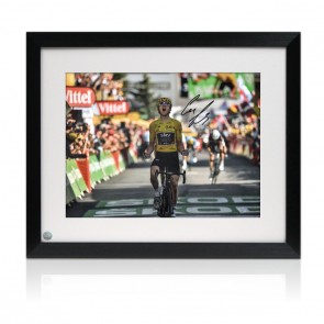 Geraint Thomas Signed Tour De France Photo: Alpe D'Huez Finishing Line Framed