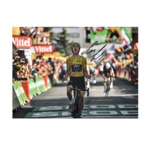 Geraint Thomas Signed Tour De France Photo: Alpe D'Huez Finishing Line